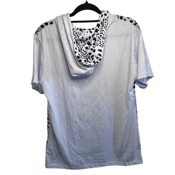New mens toku white hooded short sleeve animal print top size large - Picture 2 of 9
